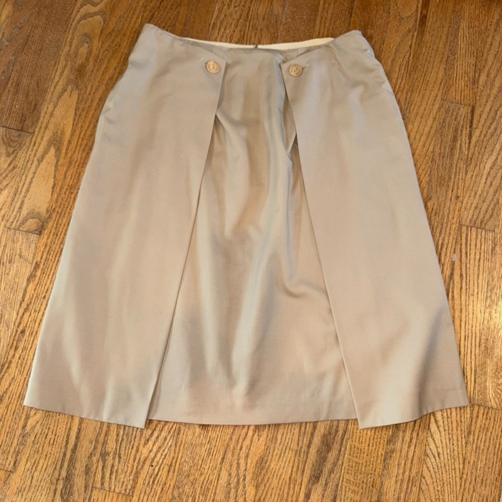 Chanel Tan High Waist Above Knee A-Line Wool Skirt FRANCE 44 / US 12 Large
